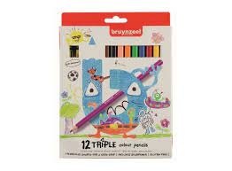 BZ KIDS KLEURPOTLODEN TRIPLE 12 (BRUYNZEEL 12 DRIEKANTIGE KLEURPOTLODEN)